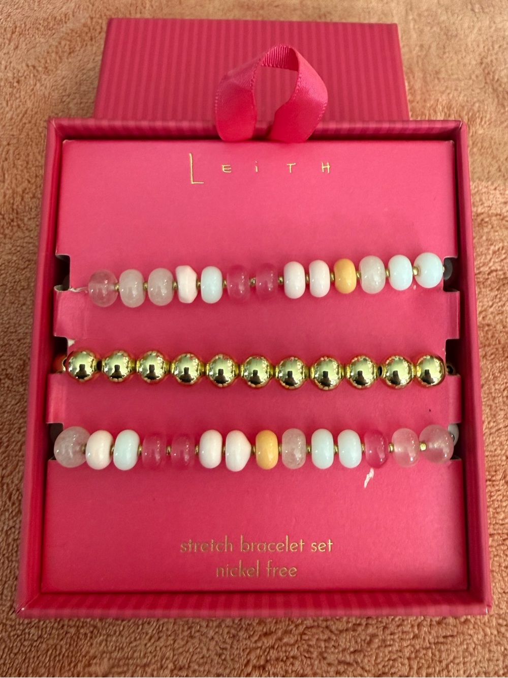 Leith Colorful Beaded Stretch Bracelet Set with Gold